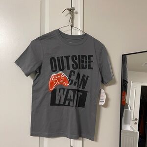 Gray Kids Shirt with Game Controller Print
